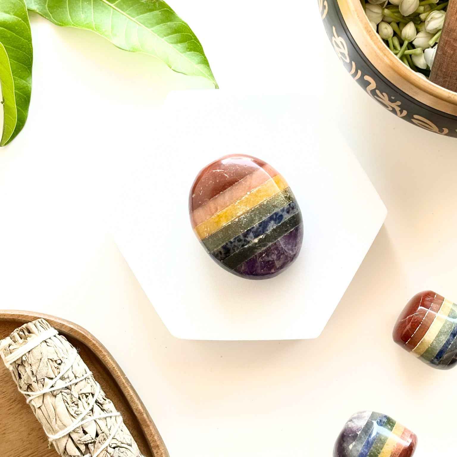 7 Chakra Palm Stone - MystiqHouse