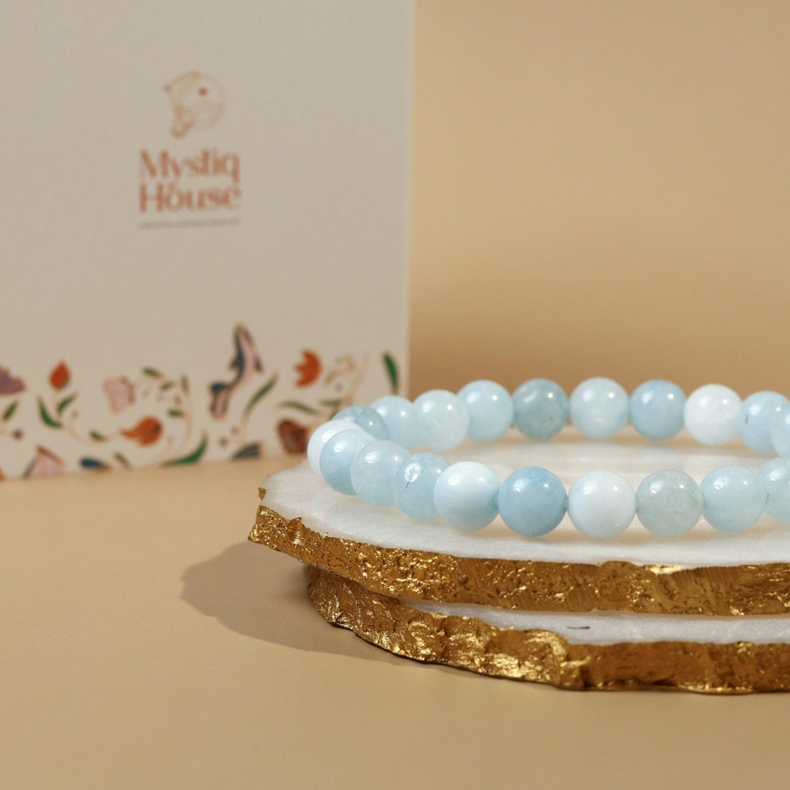 Natural Aquamarine 8mm Bracelet - MystiqHouse