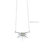 Prehnite Silver Sun Burst Necklace - MystiqHouse