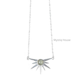 Prehnite Silver Sun Burst Necklace - MystiqHouse
