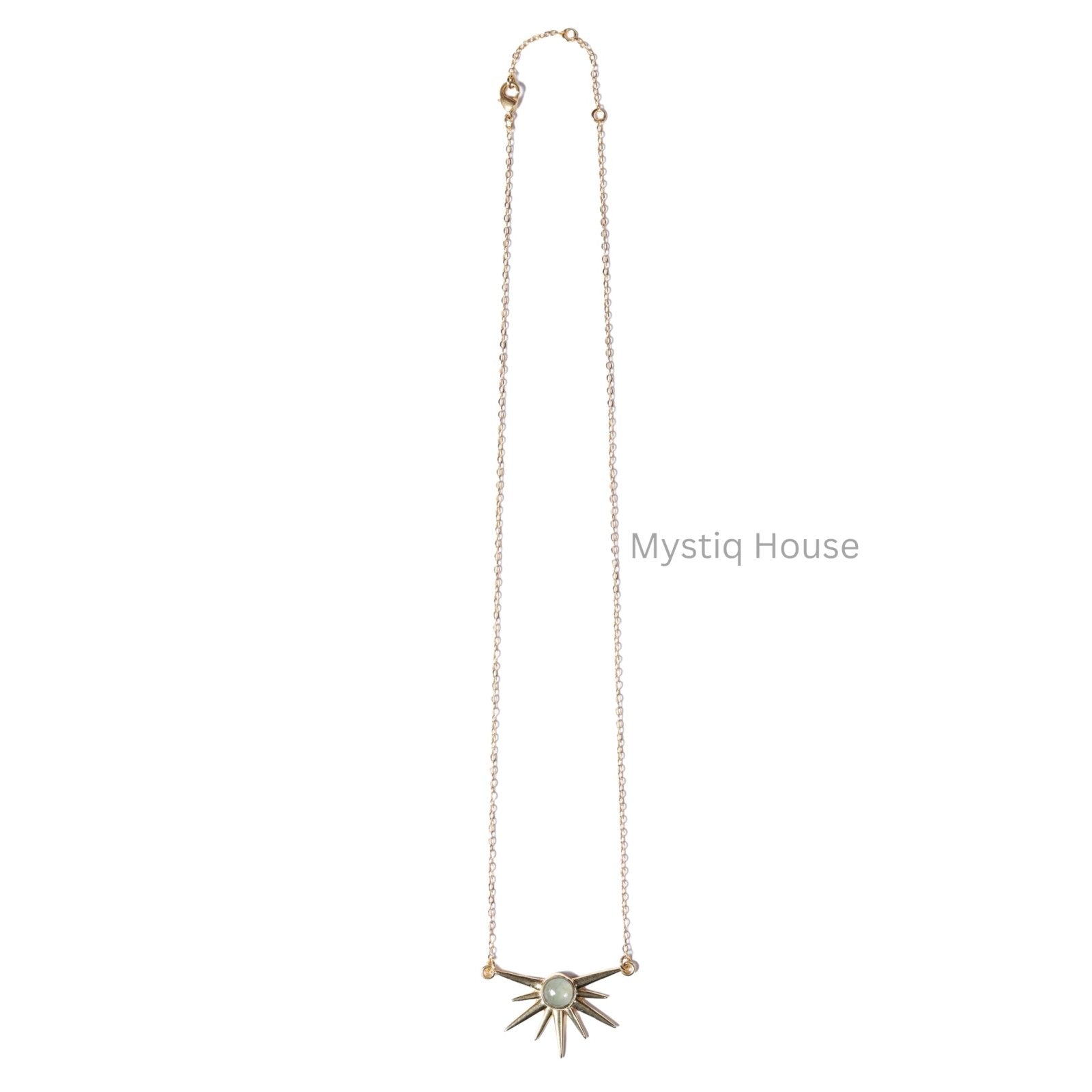 Prehnite Sun Burst Gold Necklace - MystiqHouse