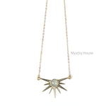 Prehnite Sun Burst Gold Necklace - MystiqHouse