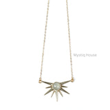 Prehnite Sun Burst Gold Necklace - MystiqHouse