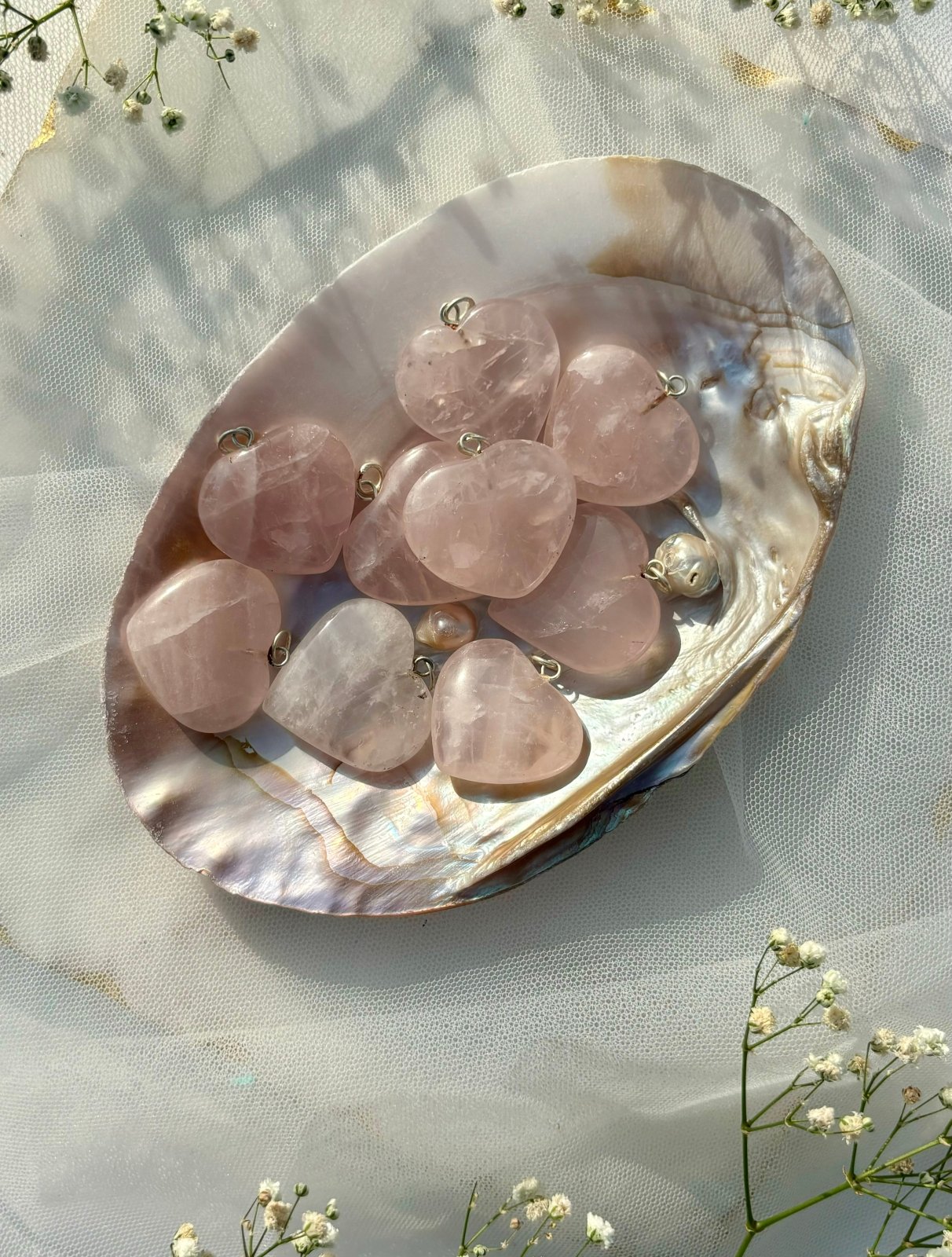 Rose Quartz Big Heart Pendant - MystiqHouse