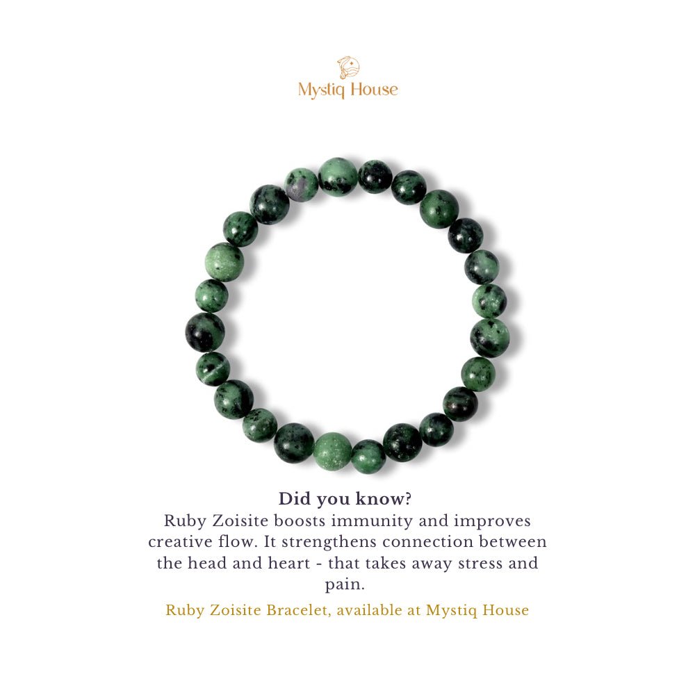 Ruby Zoisite 8mm Bracelet - MystiqHouse