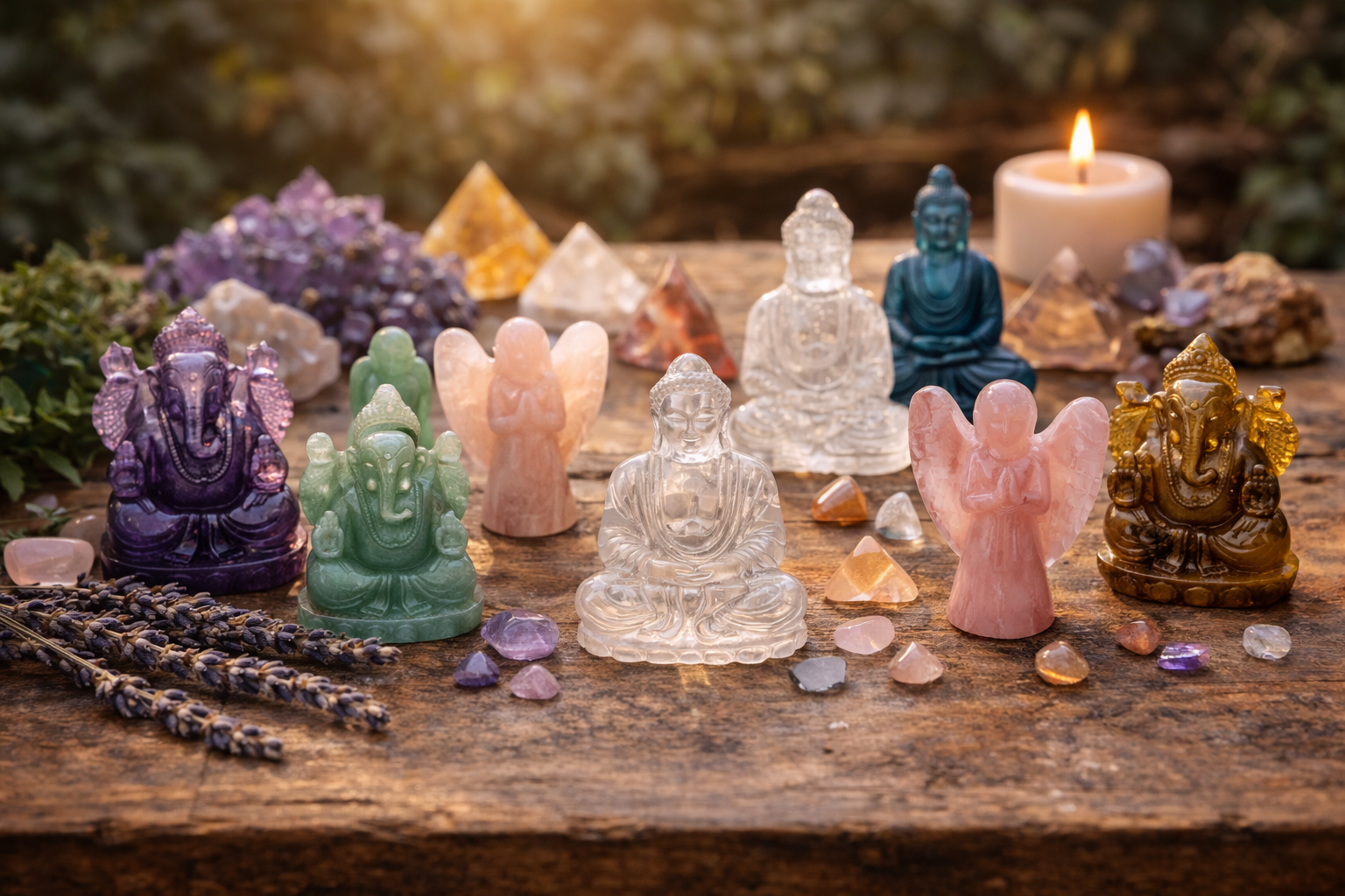 crystal figurines and idols
