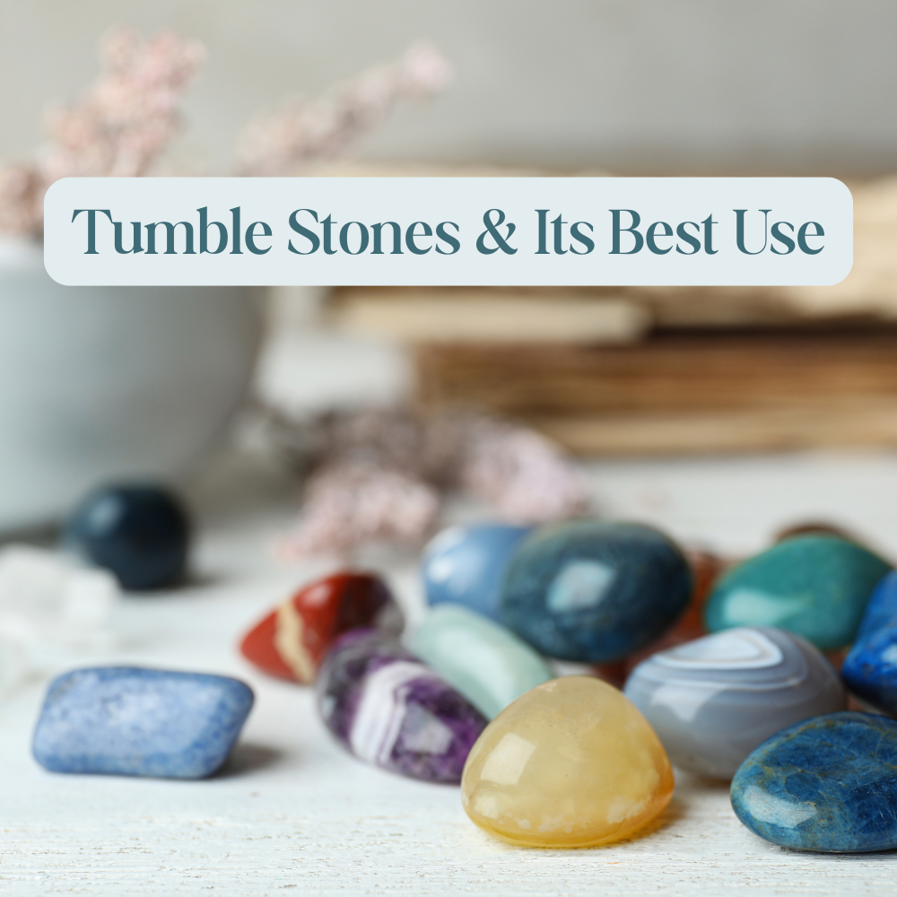 “Natural crystal tumble stones used for stress, sleep, and emotional calmness”
