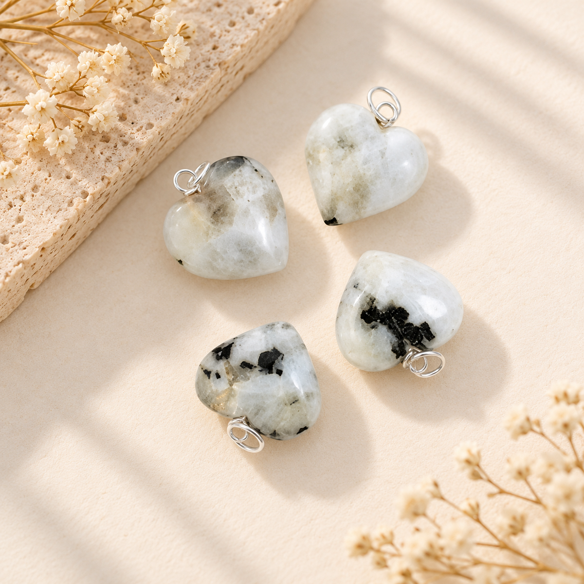 Rainbow Moonstone Heart Pendant - Small