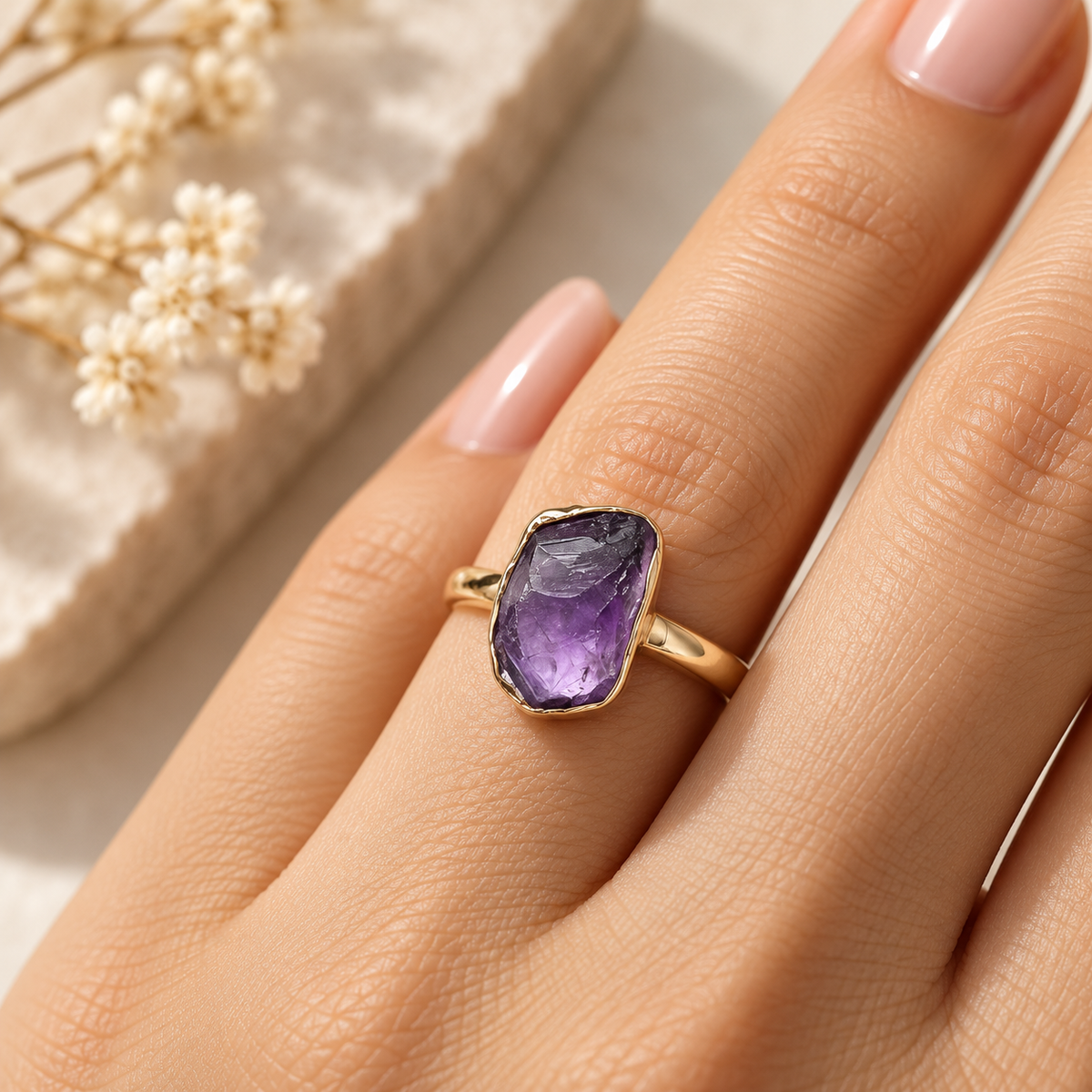 Amethyst Raw Adjustable Ring
