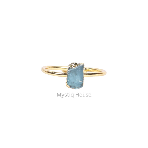 Aquamarine Raw Stone Adjustable Ring Img