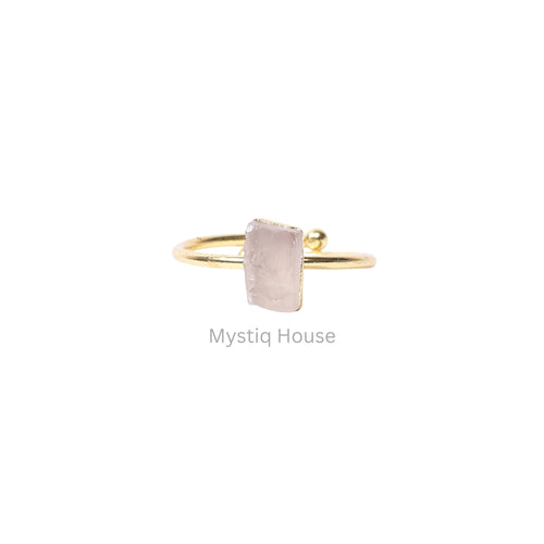 Rose Quartz Raw Stone Adjustable Ring Img