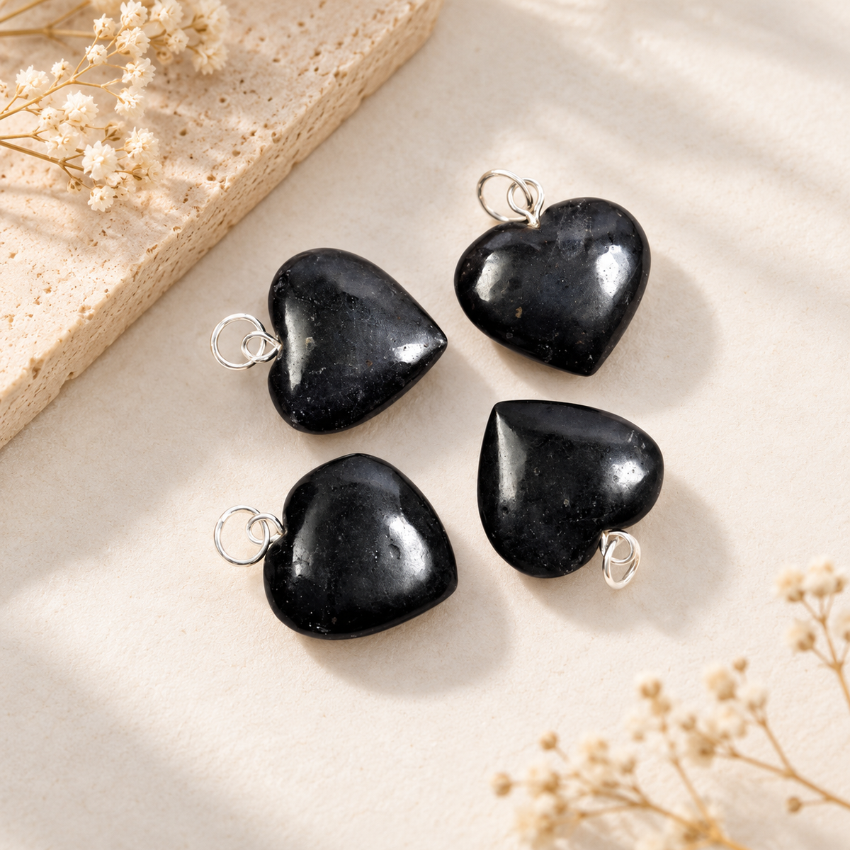 Black Tourmaline Heart Pendant - Small