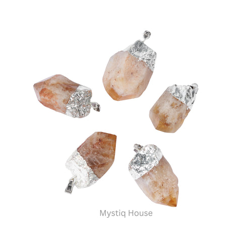 Yellow Citrine Raw Plated pendants Img