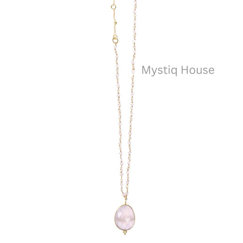 Rose Quartz Faceted Necklace Img