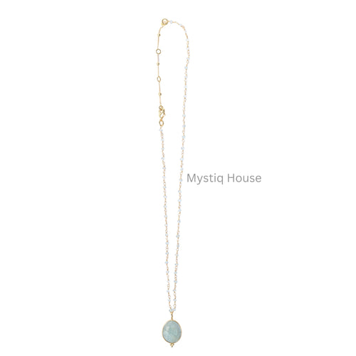 Aqua Marine Faceted Necklace Img