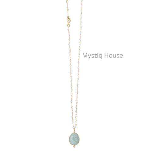 Aqua Marine Faceted Necklace Img