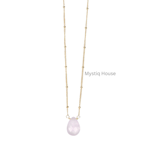 Rose Quartz Drop Necklace Img