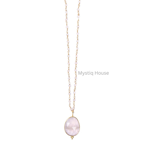 Rose Quartz Faceted Necklace Img