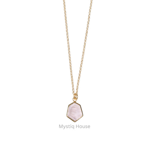 Rose Quartz 92.5 Silver Hexagonal Necklace Img