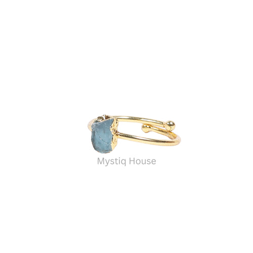 Aquamarine Raw Stone Adjustable Ring Img