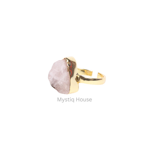 Rose Quartz Raw Adjustable Ring Img