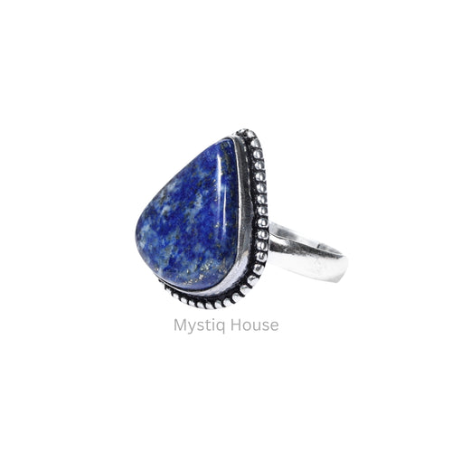 Lapis Lazuli Brass Bordered Ring Img