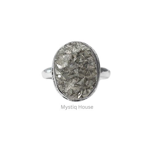 Pyrite Cluster Oval Ring Img