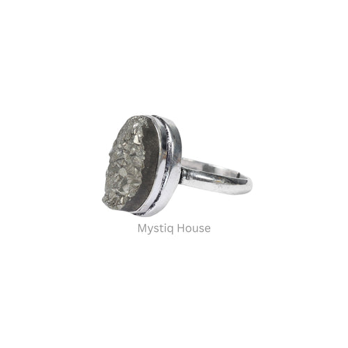 Pyrite Cluster Oval Ring Img