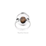 Tiger Eye Oval Brass Borderes Ring