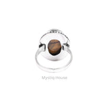 Tiger Eye Oval Brass Borderes Ring