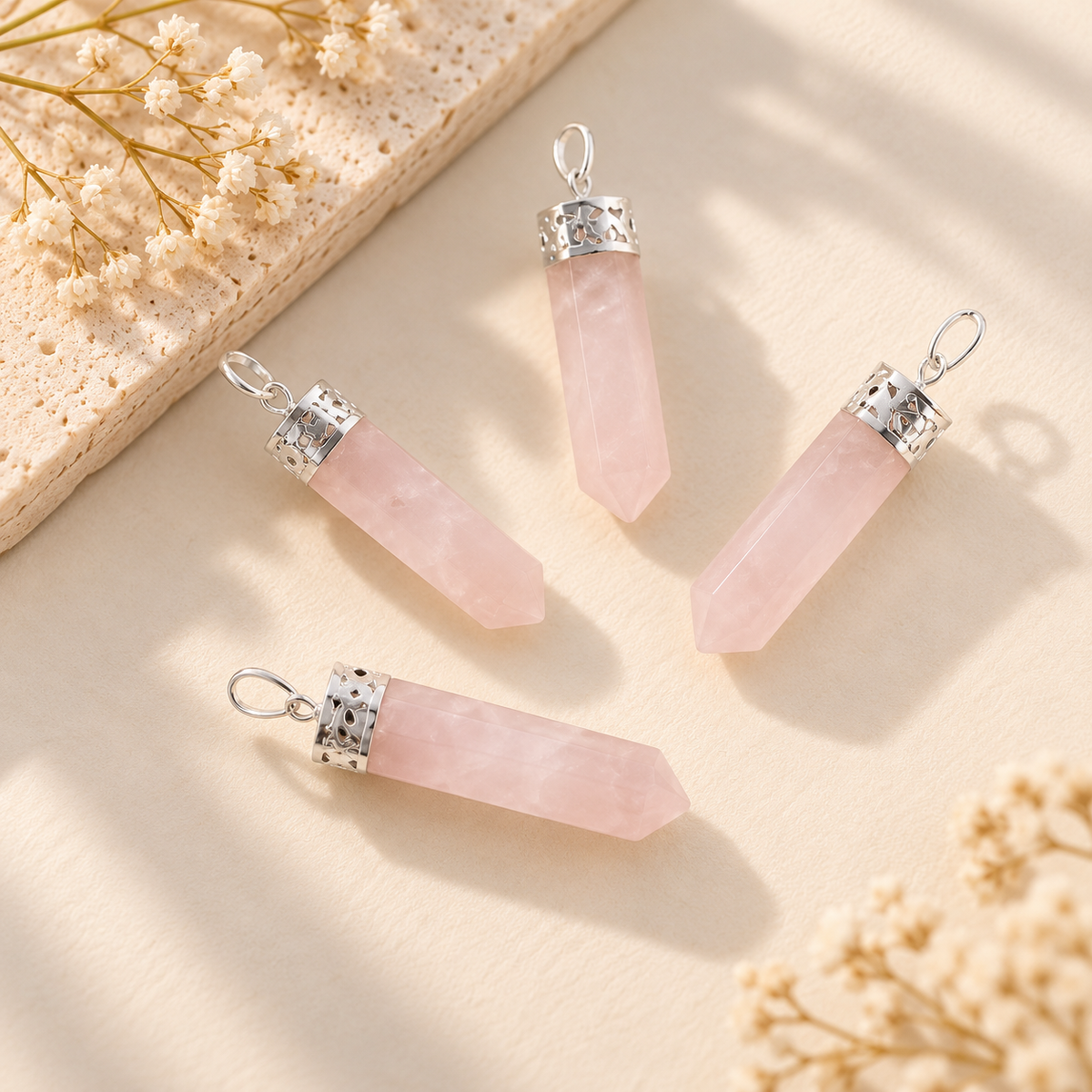 Rose Quartz Pencil Pendant