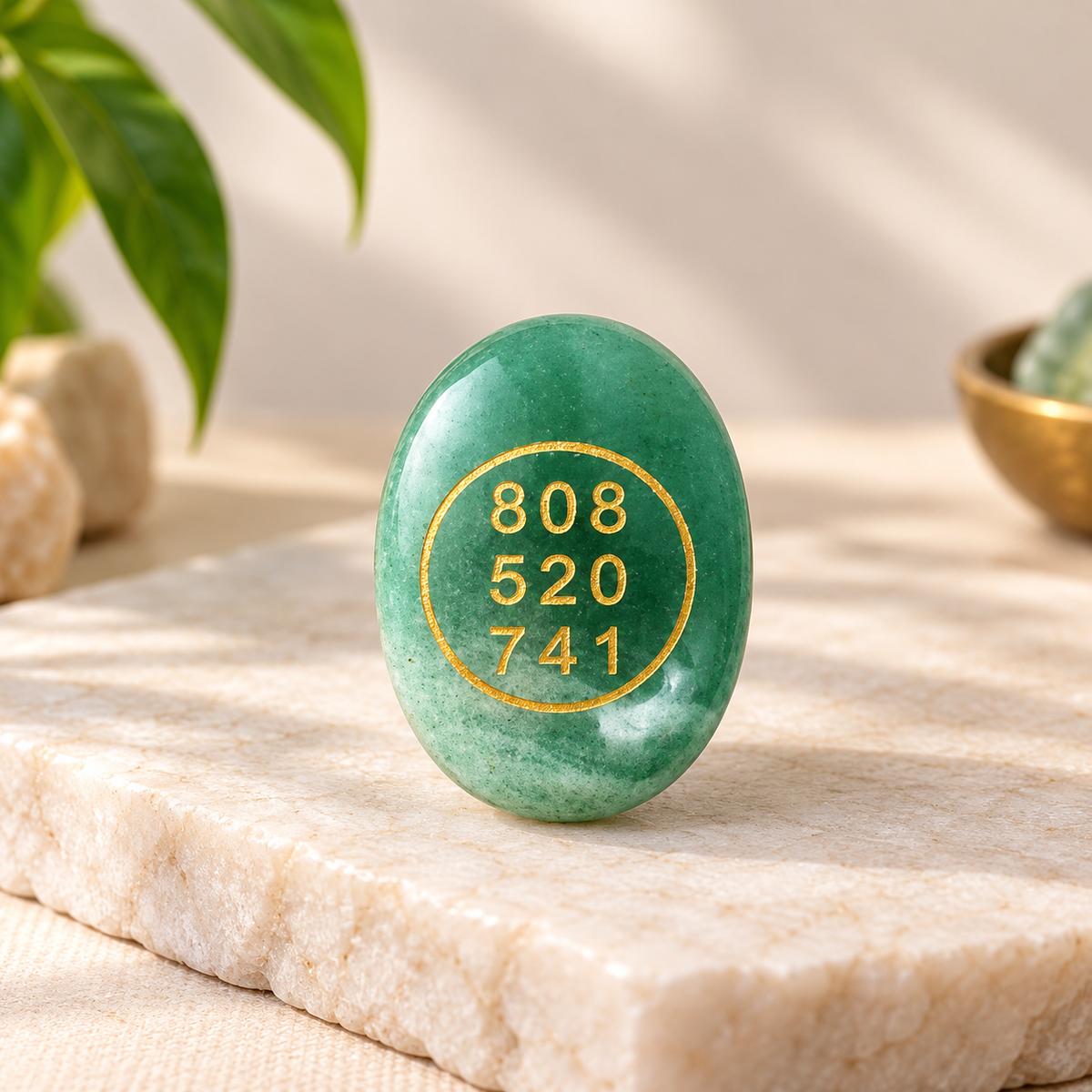 Green Aventurine Money Switch Oval & Zibu Symbol