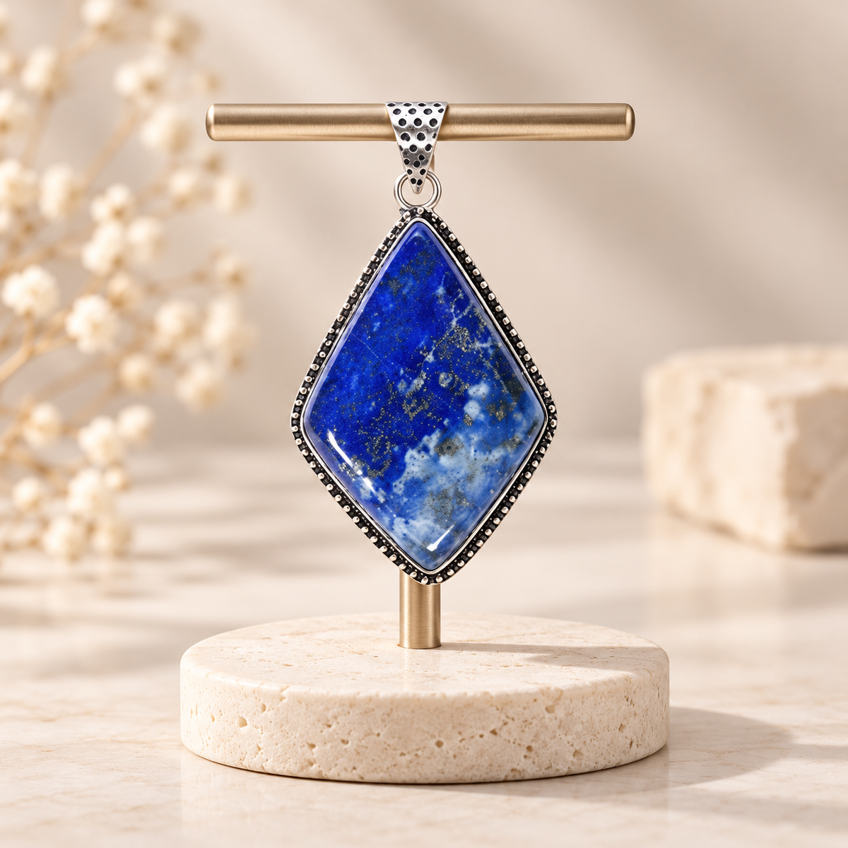 Lapis Lazuli Brass Pendant