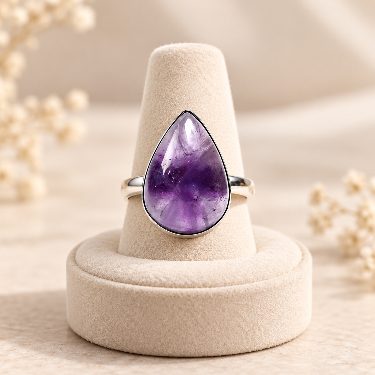 Amethyst Drop Ring