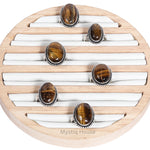 Tiger Eye Oval Brass Borderes Ring