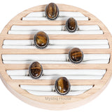 Tiger Eye Oval Brass Borderes Ring