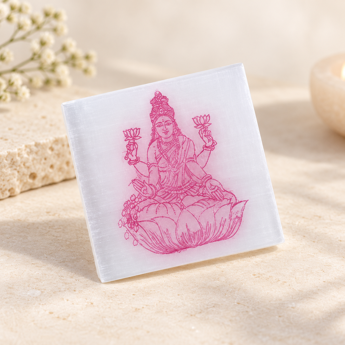 Laxmi ji Square Selenite Charging Plate