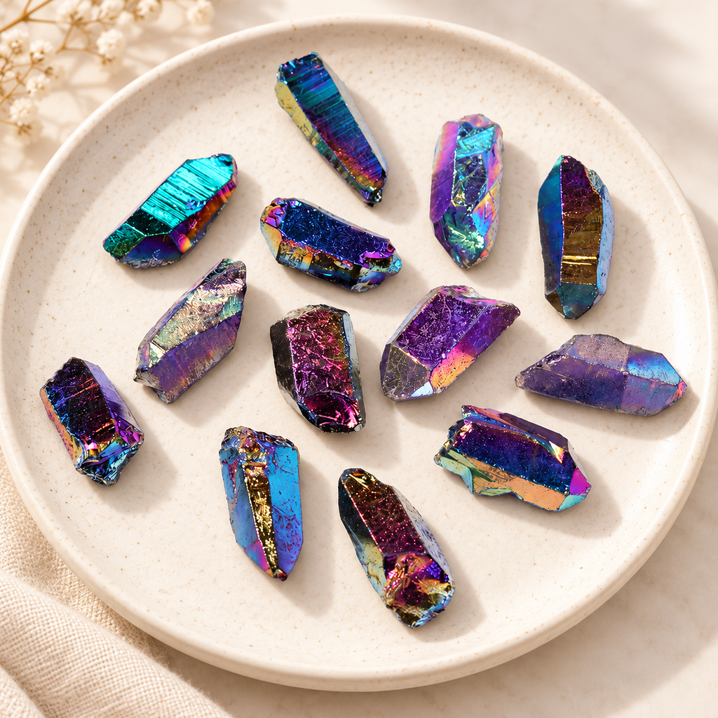 Titanium Aura Quartz Points