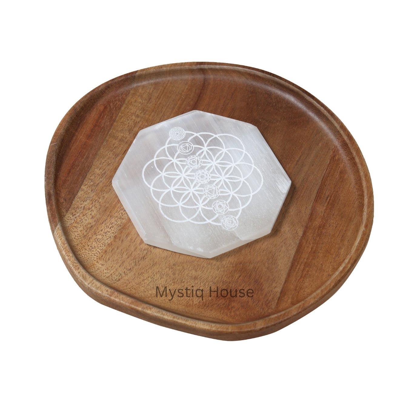 7 Chakra Hexagonal Selenite Charging Plate - MystiqHouse