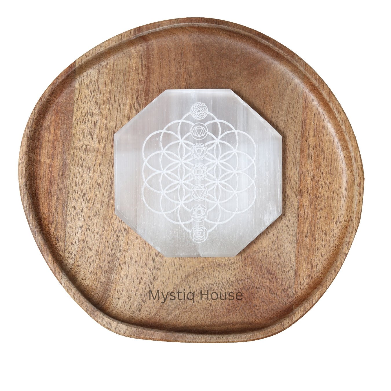 7 Chakra Hexagonal Selenite Charging Plate - MystiqHouse