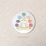 7 Chakra Symbol Round Selenite Charging Plate - MystiqHouse