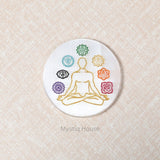 7 Chakra Symbol Round Selenite Charging Plate - MystiqHouse