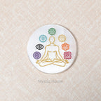 7 Chakra Symbol Round Selenite Charging Plate - MystiqHouse