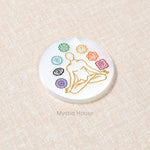 7 Chakra Symbol Round Selenite Charging Plate - MystiqHouse
