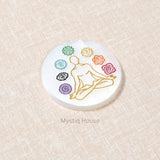7 Chakra Symbol Round Selenite Charging Plate - MystiqHouse