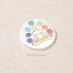 7 Chakra Symbol Round Selenite Charging Plate - MystiqHouse