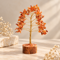 Red Carnelian Tree Gold Wire - 100 Beads
