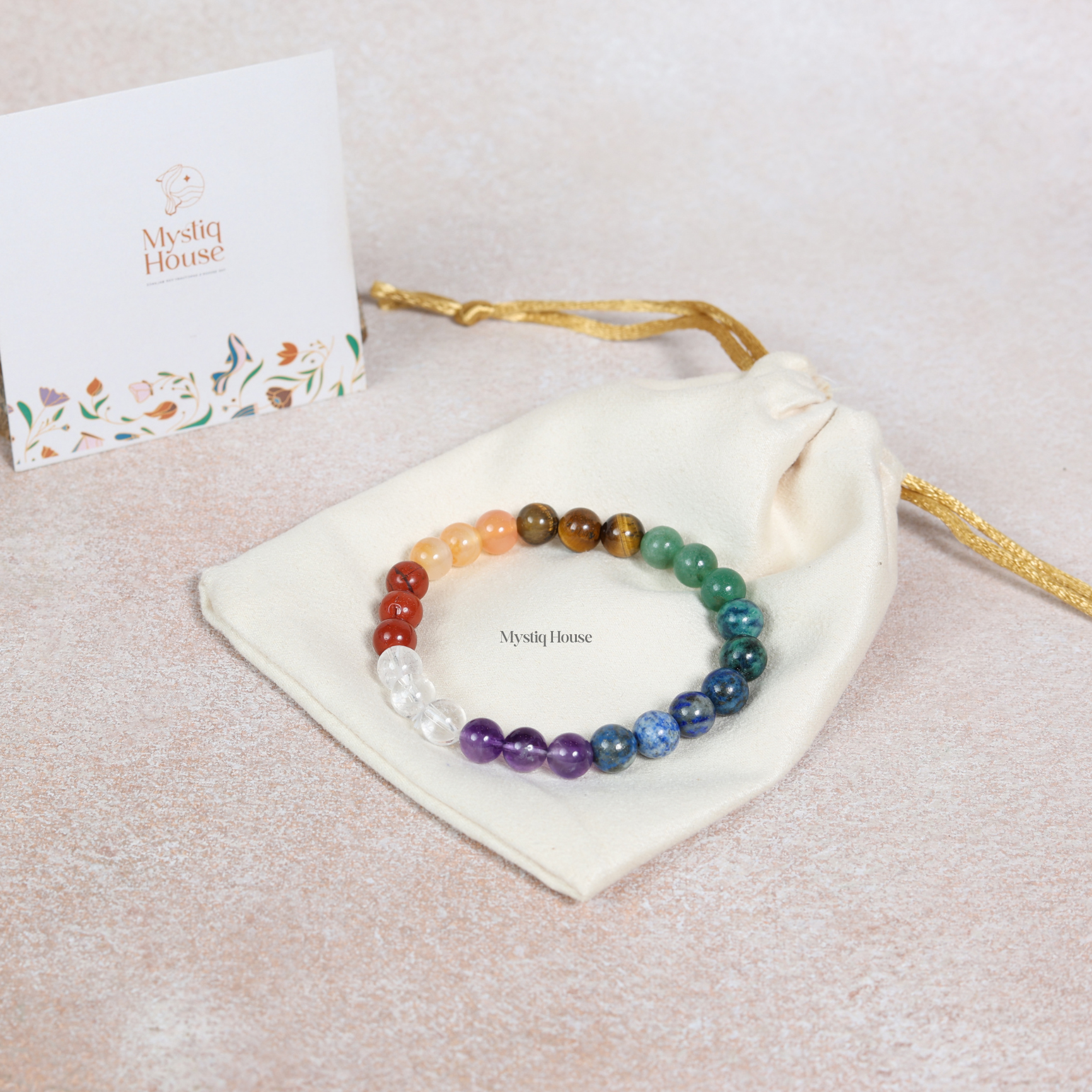 7 Chakra Clear Quartz Bracelet