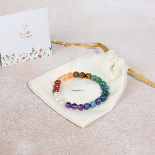 7 Chakra Clear Quartz Bracelet