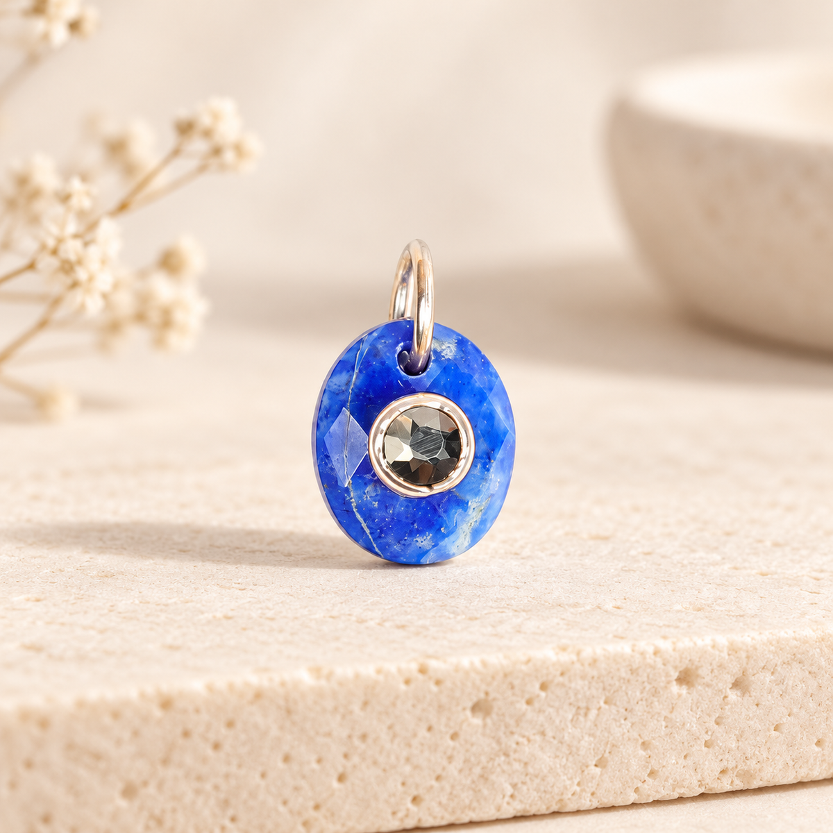 Faceted Lapis Lazuli & Pyrite 92.5 Silver Pendant